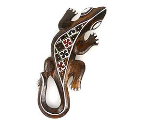 Coco Papaya Gecko mural en bois 30cm | Fait main à Bali