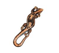 Coco Papaya Gecko mural en bois 50cm, double lézard peint à la main