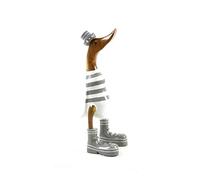 Coco Papaya Grand Canard décoratif en Bois 35cm - Marinière Grise