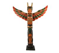 Coco Papaya Grand Totem Indien 100cm en Bois Massif - Aigle, Loup & Poisson