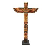 Coco Papaya Grand Totem Indien 120cm en Bois Massif - Aigle et Personnages