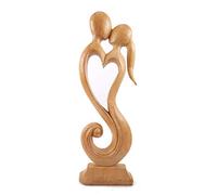 Coco Papaya Grande Statue Couple en Fusion 50cm | Cadeau Noces de Bois
