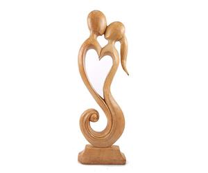 Coco Papaya Grande Statue Couple en Fusion 50cm | Cadeau Noces de Bois