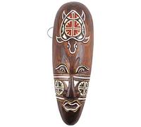 Coco Papaya Petit masque africain en bois - Décoration batik au motif tortue 30cm