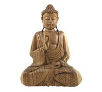 Coco Papaya Sclupture Bouddha Assis 40cm en Bois Exotique Brut | Savoir-Faire Traditionnel de Bali