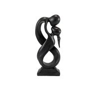 Coco Papaya Statue Abstraite 30cm Couple Amoureux Union Infinie en Bois Noir | Art Romantique