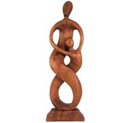 Coco Papaya Statue Abstraite Union Parent-Enfant 50cm en Bois Teinté