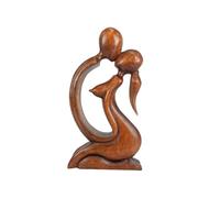 Coco Papaya Statue Couple Sensuel en Bois 30cm, Sculpture d'amoureux enlacés | Cadeau de Lune de Miel