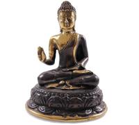 Coco Papaya Statue de Bouddha Assis sur Lotus 17cm en Laiton