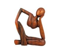 Coco Papaya Statuette Abstraite Le Penseur 20cm en Bois teinté, Sculpture déco | Style Contemporain