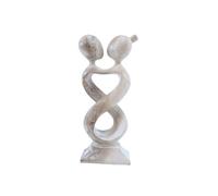 Coco Papaya Statuette Couple << Amour Infini >> 20cm en Bois Patiné Blanc | Cadeau pour Couple Amoureux