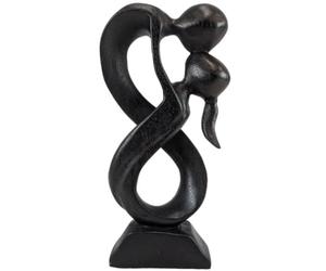 Coco Papaya Statuette Couple en Bois Union Infinie 20cm Finition Noire | Cadeau de Saint-Valentin