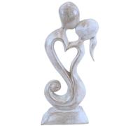 Coco Papaya Statuette Couple en Fusion en Bois 20cm, cœur sculpté | Cadeau 5 Ans de Mariage