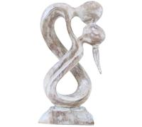Coco Papaya Statuette Couple Union Infinie 20cm en Bois patiné Blanc | Anniversaire de Rencontre