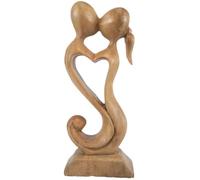 Coco Papaya Statuette en Bois Couple en Fusion 20cm | Cadeau Noces de Bois