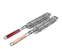 Cocoarm 2PCS Panier à Griller Panier à Grill en Acier Inoxydable 49 X 3,5 X 4,7 Cm Antiadhésive Poignée Large Chauffage Uniforme pour Saucisse Hot Dog Pique-Nique Camping Barbecue dans la Cour