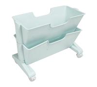 Cocoarm Bibliothèque de Bureau Mobile Double Couche, Petite Bibliothèque Amovible en PP PS, 4 Roues Pivotantes, étagères Ouvertes Inclinables, 15,9 X 11,4 X 8,1 Pouces, pour Bureau, Dortoir (Blue)