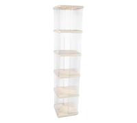 Cocoarm Bibliothèque Tournante, ABS Pet Transparent Étagère d'angle 360 | Organisateur sur pied, 5 planches carrées, 20 panneaux latéraux, affichage ouvert, bureau de salon de chambre à coucher