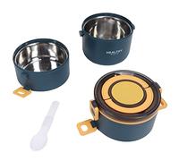 Cocoarm Boîte à Déjeuner Thermique, Boîte à Déjeuner en Acier Inoxydable de 2 200 Ml avec 3 Couches Amovibles, à Isolée en Acier Inoxydable 304, Couvercle Résistant aux Fuites pour le Bureau, (Bleu