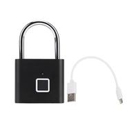 Cocoarm Cadenas à Empreinte Digitale, Déverrouillage en 0,5 S, Anse de Verrou en Acier Inoxydable Haute Résistance, Stocke 10 Empreintes Digitales, avec Charge USB pour Bagages, Sacs à (BLACK)