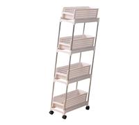 Cocoarm Chariot de Rangement, Organisateur de Chariot de Rangement Roulant en Plastique et Métal, Hauteur Réglable, Design Extractible, Look Moderne pour Cuisine, Salle de Bain, Chambre à Coucher,