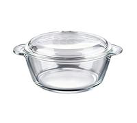 Cocoarm Cocotte en Verre Plat de Cuisson en Verre à Haute Teneur en Borosilicate avec Couvercle et Poignées Faciles à Saisir Ronde au Four à -ondes pour la Cuisson, la, le Stockage des Desserts (S