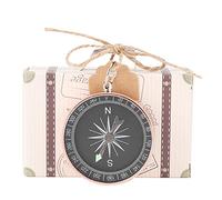 Cocoarm Coffret Cadeau pour Cadeaux de Mariage, Coffret Cadeau en Papier avec Boussole et étiquettes Kraft, Lot de 20 Mini Valises, Facile à Plier, pour Voyage, Mariage, Fête Prénatale, Fête (Or Rose)