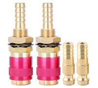 Cocoarm Connecteur Rapide D'adaptateur de Gaz Refroidi à L'eau en Laiton, | Raccord cannelé M8, Couleur Rouge, 2 Fiches et 2 Connecteurs, pour Soudeuse MIG TIG, Haute durabilité