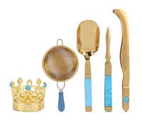 Cocoarm Ensemble de Cérémonie du thé, Cuillère à thé et Filtre à en Acier Inoxydable 304, 5 Pièces Dorées, Pince à, Aiguille à avec Support, pour Salon de à Domicile, Utilisation du Kung Fu
