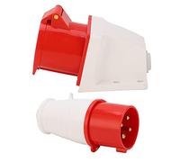 Cocoarm Ensemble de Plugs d'alimentation 32A à 4 Broches AC380-415V, Prise étanche avec Cote IP44, Conception Anti-décharge pour l'industrie, Terminal, adapté à Divers Paramètres