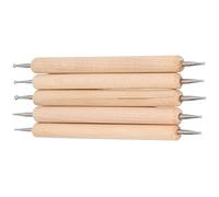 Cocoarm Ensemble de Stylets à Double extrémité en Bois de Hêtre et Acier Inoxydable, 5 Pièces de 130 Mm avec Pointes de 1 Mm à 2,5 pour Peinture, Gravure, Traçage, Sculpteurs, Bricolage