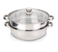 Cocoarm Marmite Vapeur Inox 2 Étages 27 cm, Poignée Renforcée 15 kg | Cuit Vapeur Multifonction, Chauffage Rapide et Uniforme, Fond à Haute Efficacité Thermique, Cuiseur pour Légumes Poissons, Ar