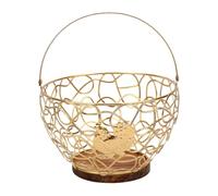 Cocoarm Panier à œufs en Fil Métallique avec Poignée en Bois Massif, 8,1 X 5,5 X 4,7 Pouces, Motif Coq pour la Collecte des œufs, le Stockage des Fruits, la Récolte des Légumes, la Cuisine, (GOLD)