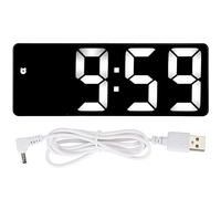 Cocoarm Réveil Miroir LED USB Silencieux Rectangulaire Noir | Horloge Miroir Numérique, Affichage Moderne Double Mode Économie Énergie, Structure Abs Légère, Réveil pour Chambre Bureau Vo