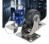 Cocoarm Roue Universelle de Frein, Pivotante en Polypropylène de 3 Pouces avec Support en Acier Inoxydable 304, Charge de 60 Kg, Roulement Silencieux pour Chariots, Chariots à Palettes, Utilisation