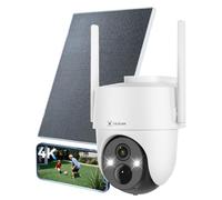 COCOCAM 4K 8MP Camera Surveillance WiFi Exterieure sans Fil Solaire, à Panneau Solaire 6W, Vision Nocturne Couleur 4K, Reconnaissance par IA, Détection Humaine PIR, 355°P 90°T
