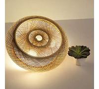 COCOL Plafonnier Tressé En Bambou Rétro Plafonnier Tissé À La Main Lustre En Bambou Naturel Et Rotin E27 Système D'éclairage Pour Salon De Thé Salon Café Restaurant Lustre Veilleuse,50cm