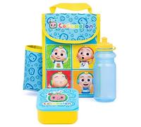 CoComelon Lunch Box Set pour enfants | Sac isolé, bouteille d'eau et pot à collation | Aventure pour garçons et filles avec JJ en bleu et jaune | Le sac isolé garde les aliments frais