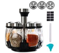 COCOMU Étagère à épices rotative, carrousel à épices, à épices rotatifs à 360°, Lot de 6 pots de recharge en verre pour armoire, plan de travail, cuisine (épices non incluses)