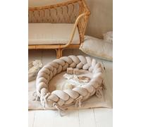 Cocon bébé 2-en-1 & tour de lit tressé beige – velours, fait main | Letino