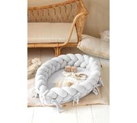 Cocon bébé 2-en-1 & tour de lit tressé blanc – velours, fait main | Letino