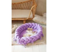 Cocon bébé 2-en-1 & tour de lit tressé Violet clair – velours, fait main | Letino