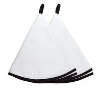 Cocoon Lab Essuie-Main éponge Rond x2 100% Coton uni Lot de torchon Serviette avec accroche Attache Accessoire Cuisine Salle de Bain Blanc et Noir Vaisselle Mains (Uni)