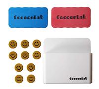 Cocoon Lab Porte Marqueurs Magnétique Pour Tableau Blanc Brosse Effaceur Tampon Aimanté Éponge Feutre Nettoyer Tableau Aimants Puissants Aimant Rond Original (Blanc - Kit complet)