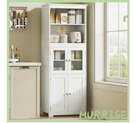 Cocosity Armoire De Cuisine Buffet Cuisine Vaisselier Meuble De Rangement Avec 2 Niches, 2 Placards Avec 4 Portes Dont 2 Portes Vi