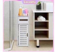 Cocosity Armoire de salle de bain White Wooden Bathroom Cabinet Toilet Storage Shelf Space Saver Organizer meuble bac