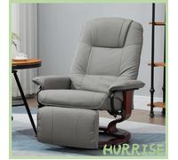 Cocosity Fauteuil Relax Inclinable Repose-Pieds Réglable Pivotant 360° Piètement Bois Revêtement Synthétique Gris