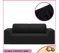 Cocosity Housse extensible de canapé 2 places Noir Jersey de polyester - 7894202856427