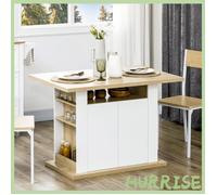Cocosity Ilot Central Cuisine Table Avec Grand Plan De Travail 4-6 Personnes - Dim. 110L X 70L X 75,5H Cm