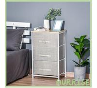 Cocosity Meuble De Rangement Chiffonnier Moderne 3 Tiroirs En Tissu Cadre En Acier Et Mdf 45 X 30 X 71 Cm Gris